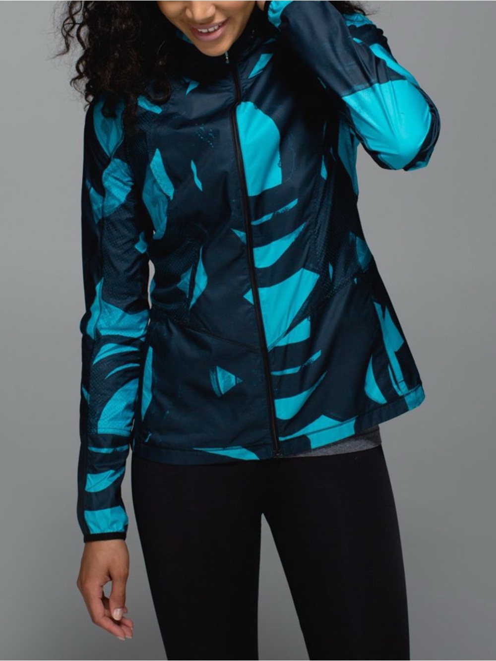 Lululemon Back Pack It Jacket Sz 6 In Back Spin Stroke Peacock Blue Black